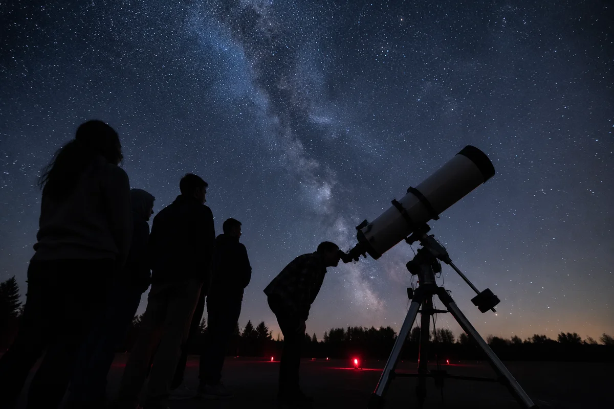 Telescope Under Starry Night Sky