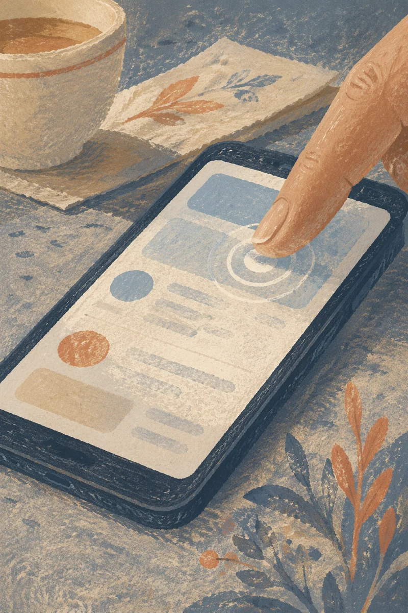 Finger Tapping Smartphone Screen Close Up