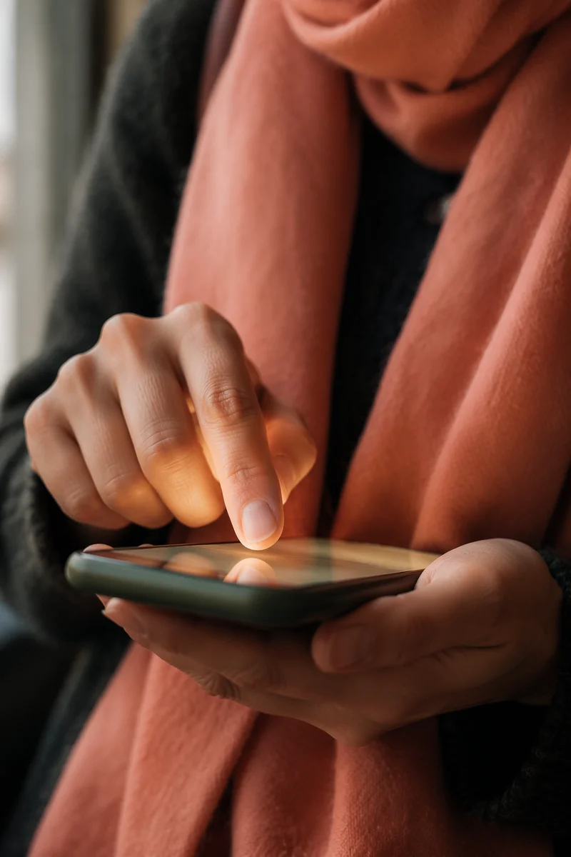 Close-Up Finger Tapping Smartphone Screen