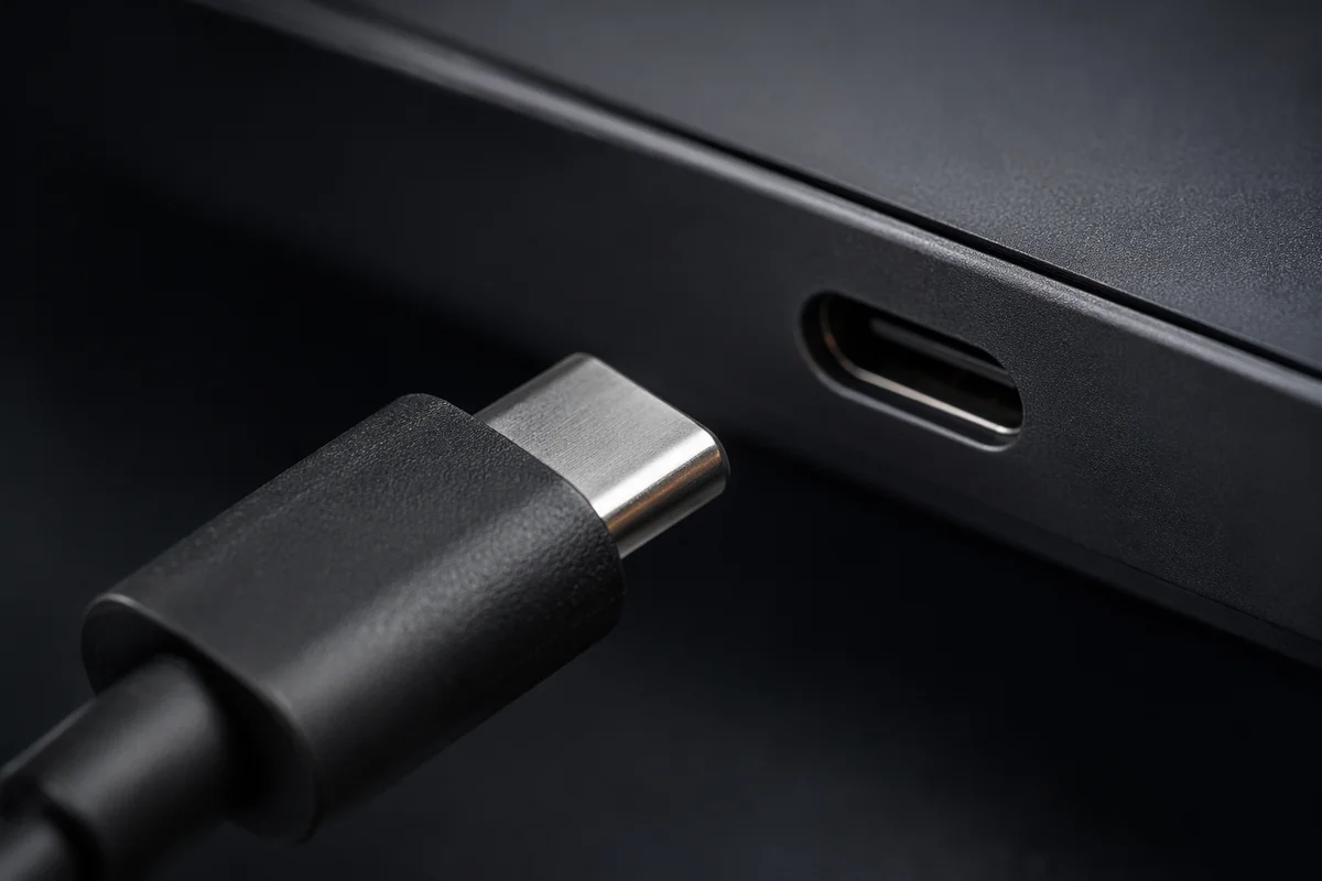 Modern USB-C Cable and Port Close-Up