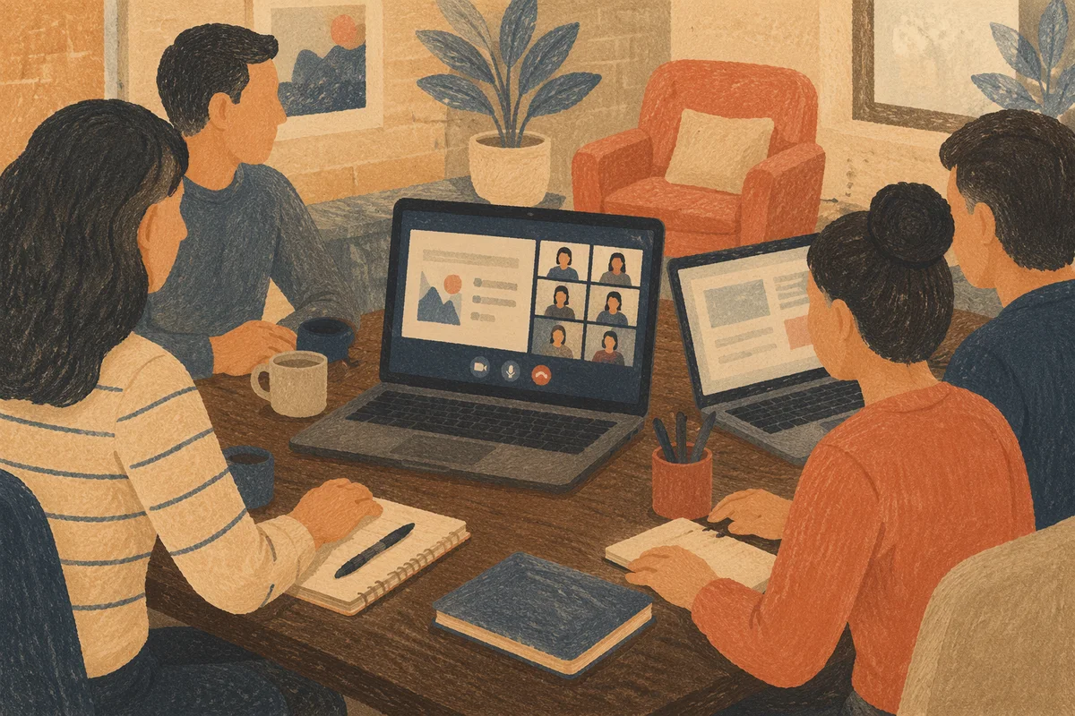Laptop Video Call Team Meeting Scene
