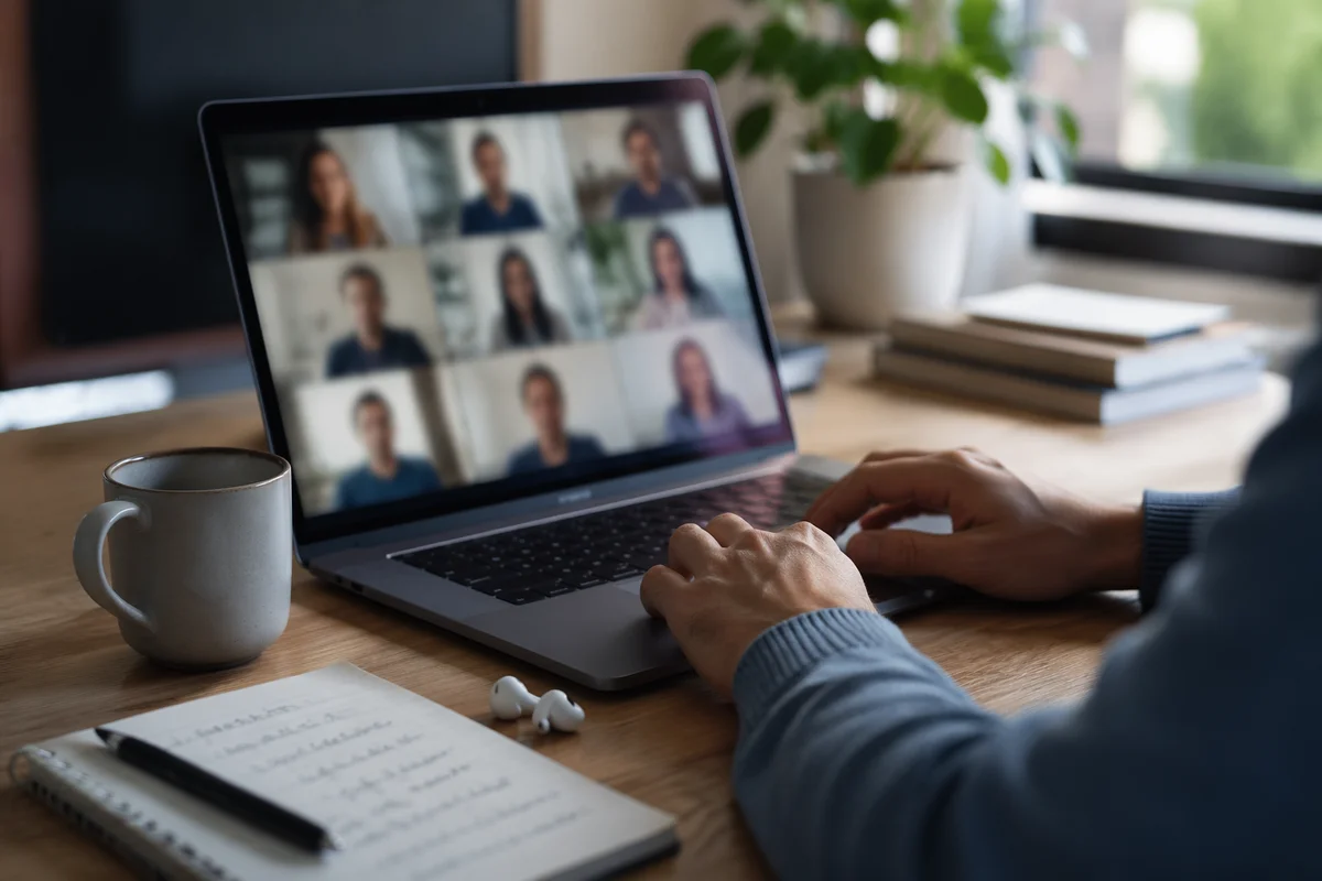 Remote Group Meeting on Laptop Screen