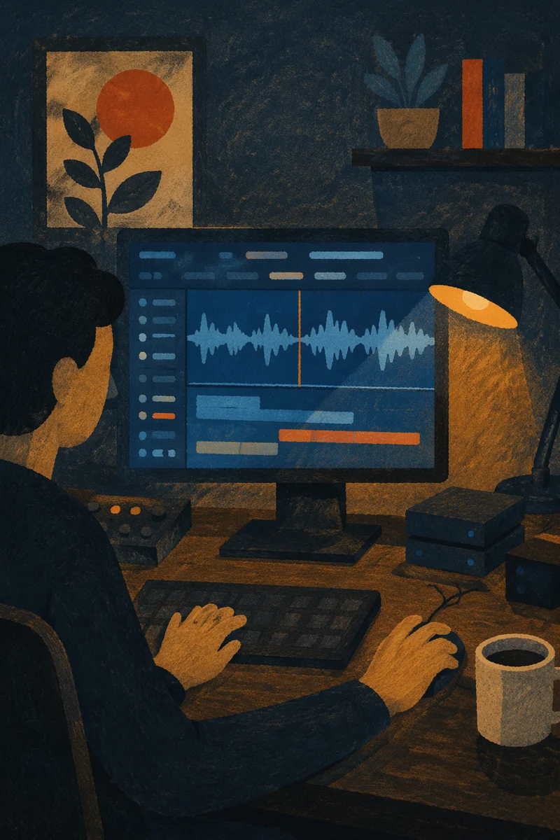 Late Night Video Editing Workspace