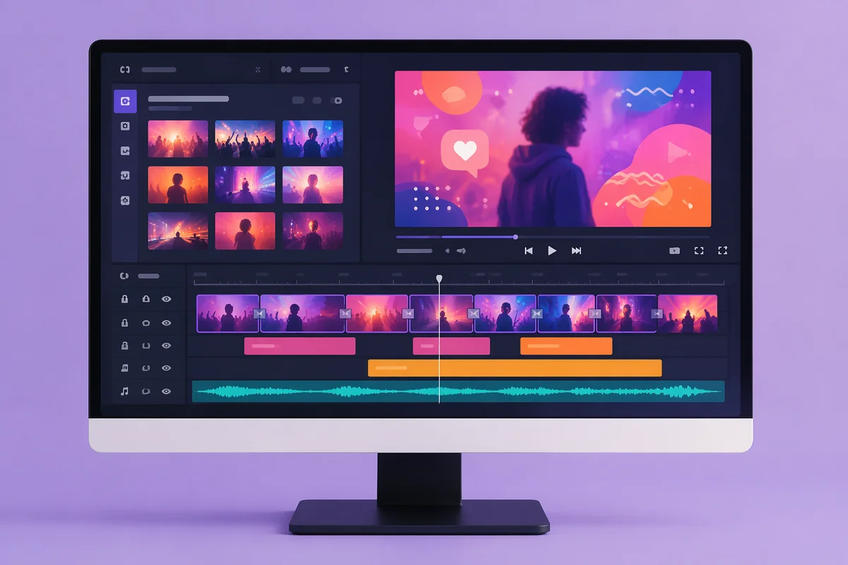 Video Editing Timeline on Lavender Monitor