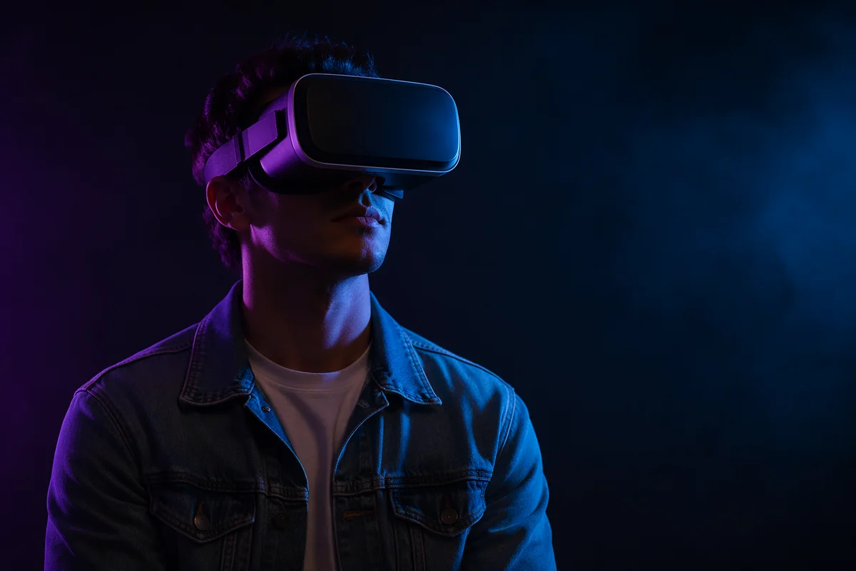 Neon Virtual Reality Headset Portrait