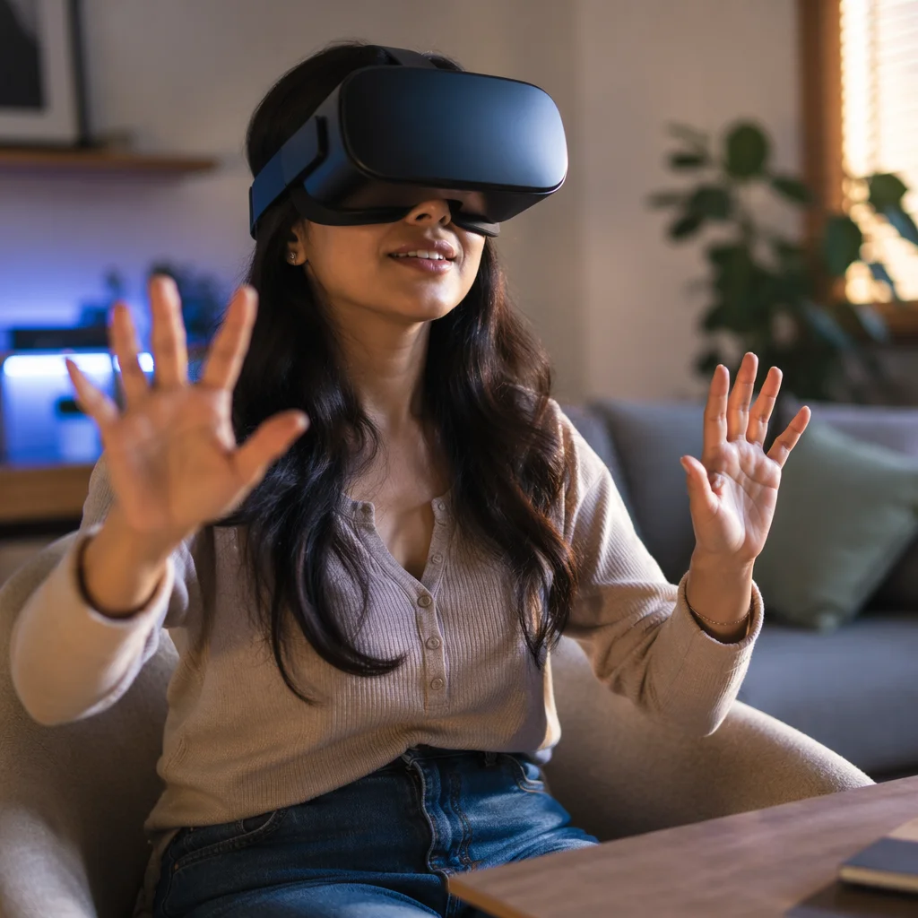 Young Woman in Virtual Reality Wonder