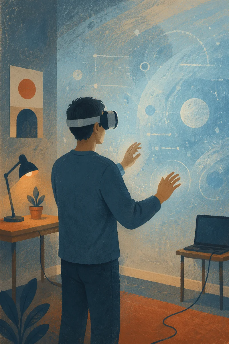 Immersive VR Headset in Modern Studio
