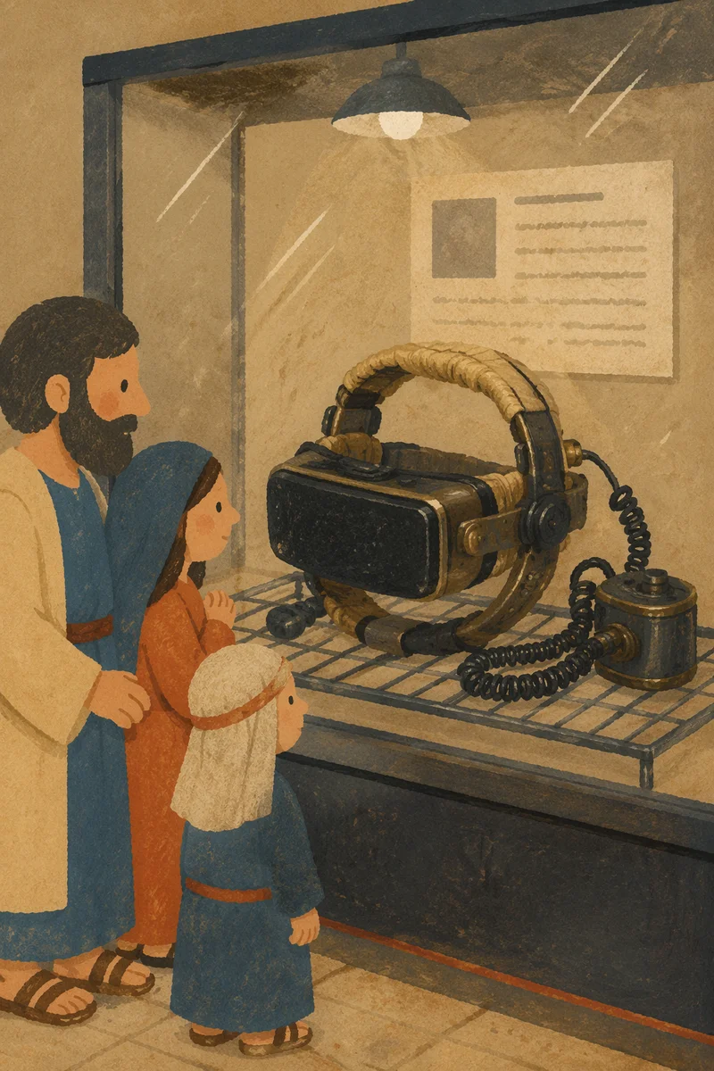Vintage VR Headset Museum Exhibit Display