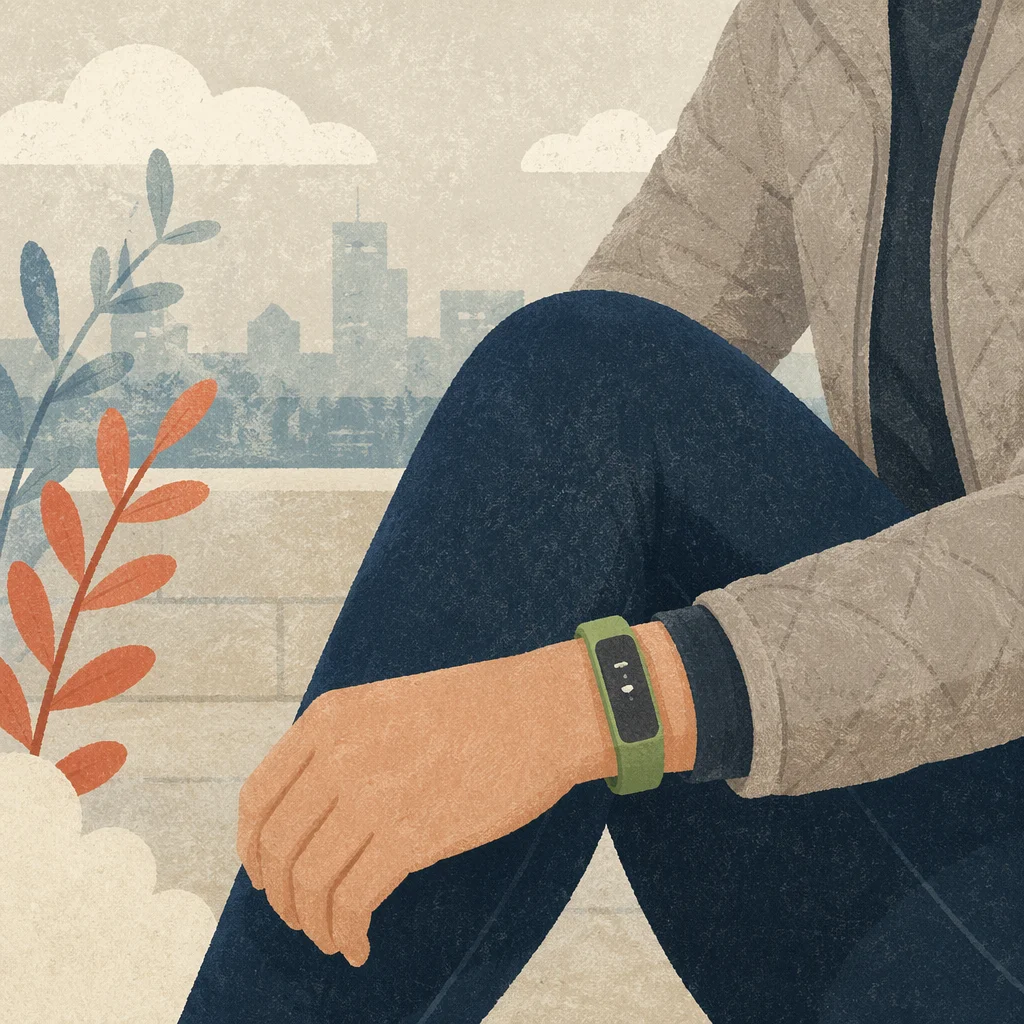 Lime Fitness Band During Outdoor Exercise Break