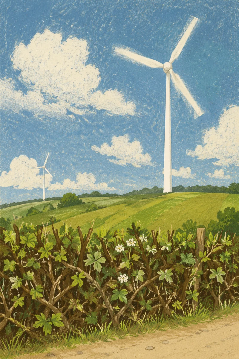 Wind Turbines Over Spring Green Hills