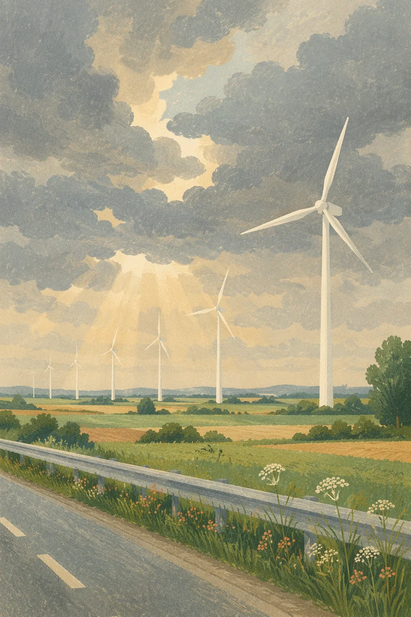 Wind Turbines Over Hopeful Farmland Horizon