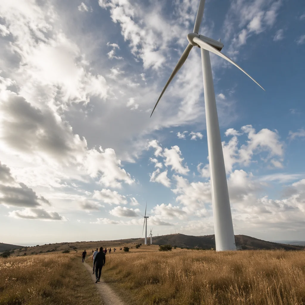 Wind Turbine Field Under Dramatic Sky
