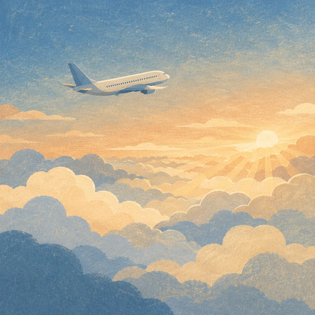 Peaceful Airplane Above Morning Cloudscape