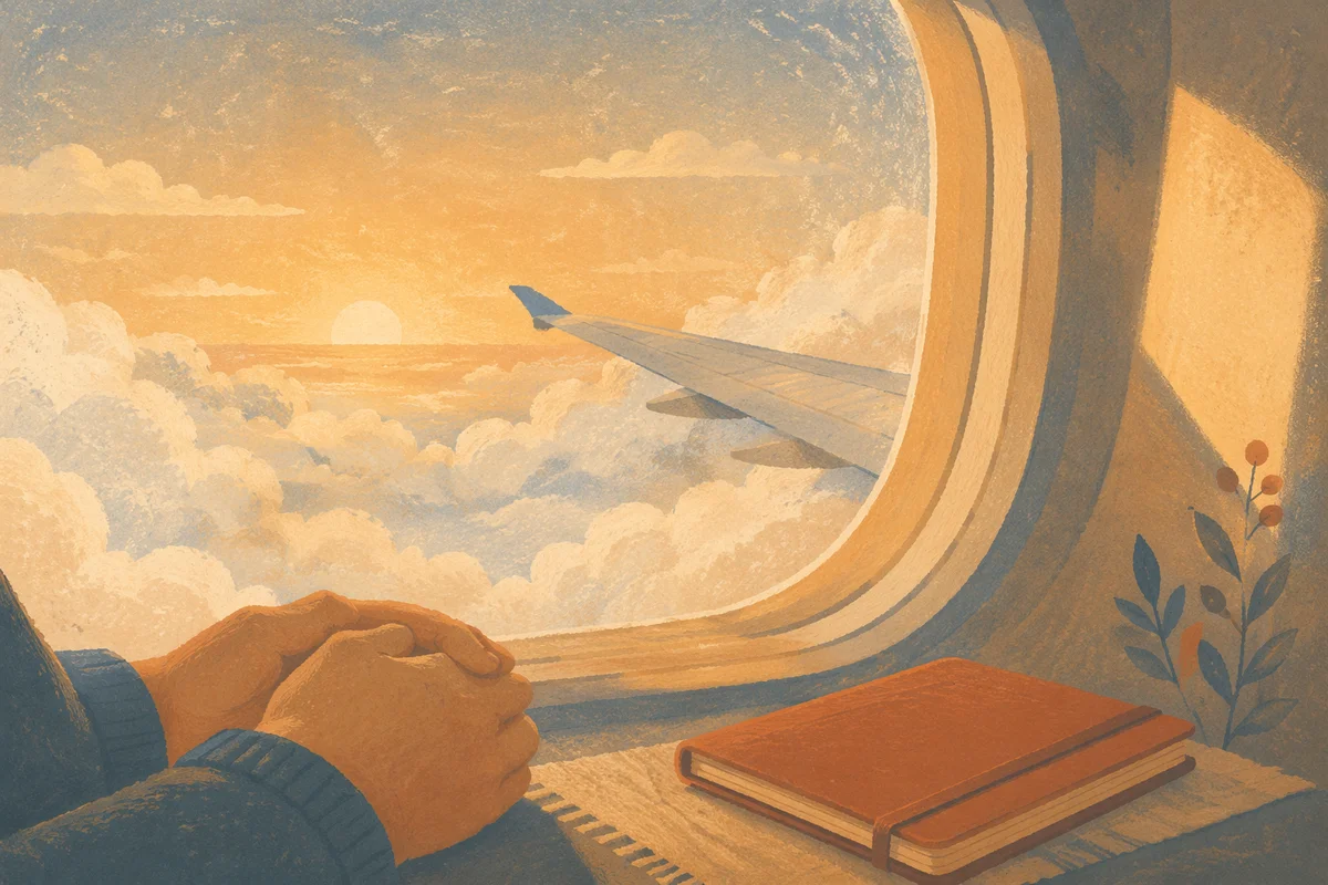 Peaceful Airplane Window Sunrise Journey