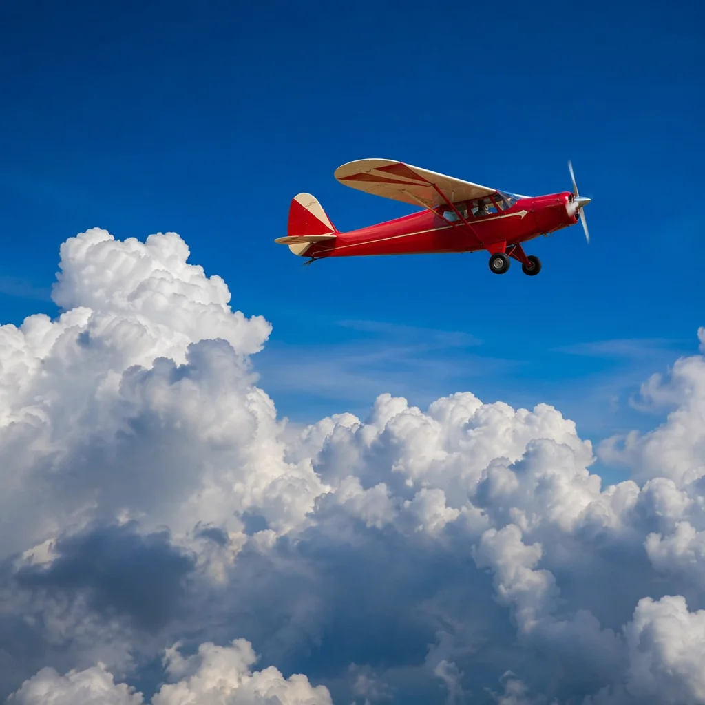 Vintage Airplane Above Dramatic Cloudscape