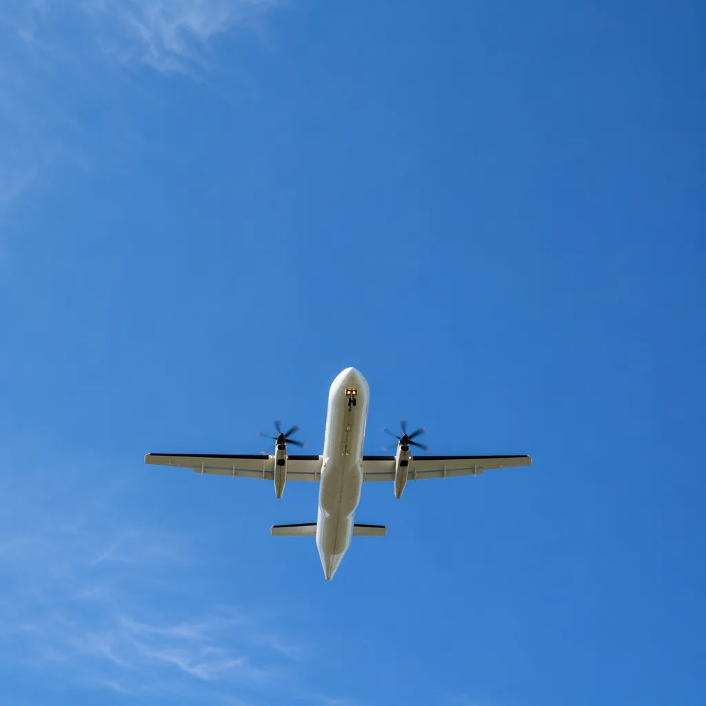 Airplane Flying Through Clear Blue Sky