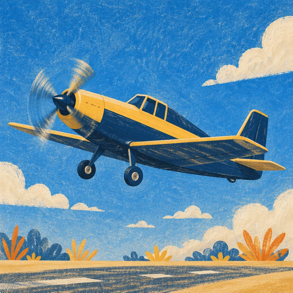 Propeller Airplane Takeoff Under Blue Sky