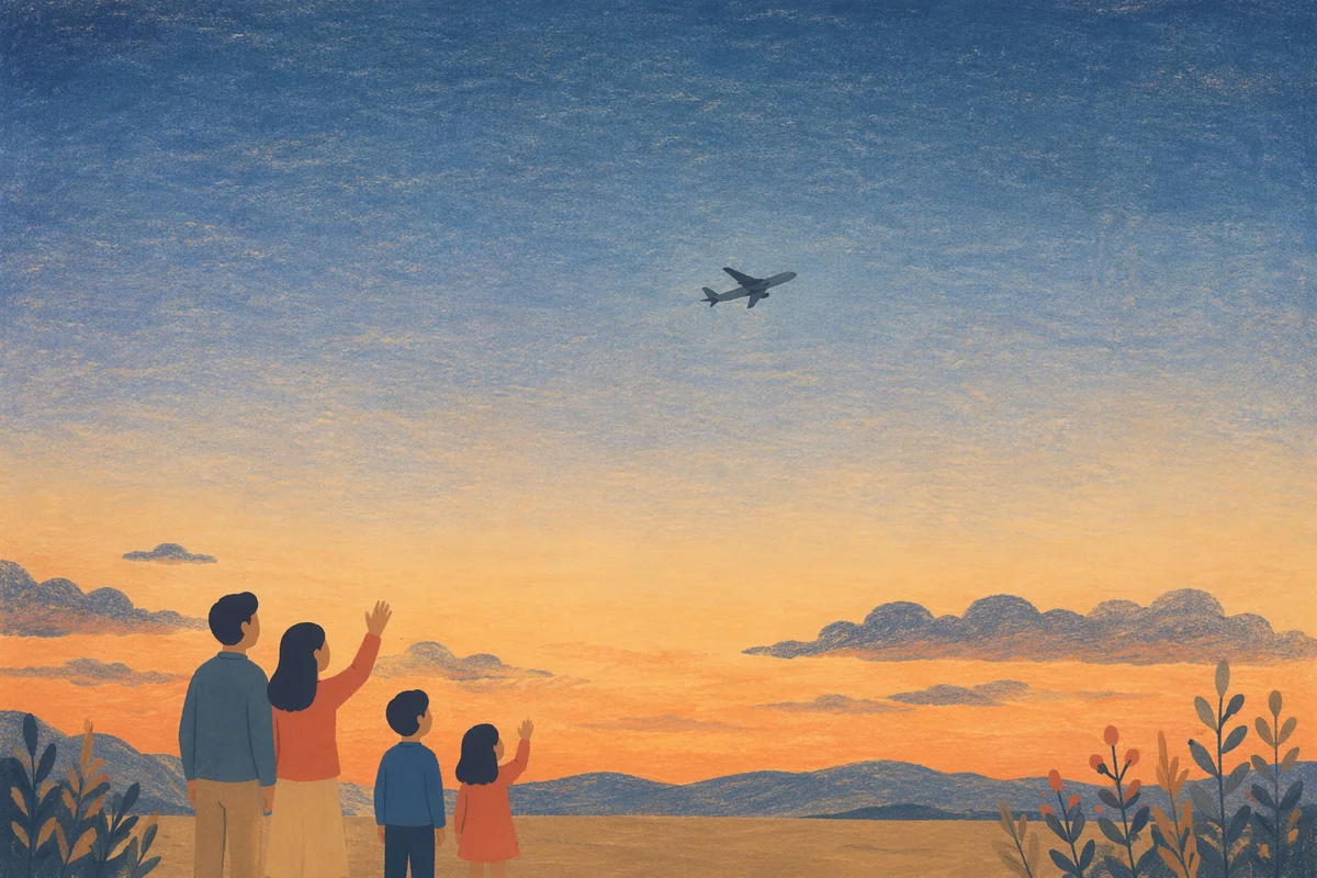 Airplane Taking Off Into Blue Dawn Sky