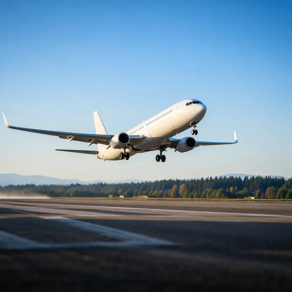 Passenger Airplane Taking Off Under Blue Sky