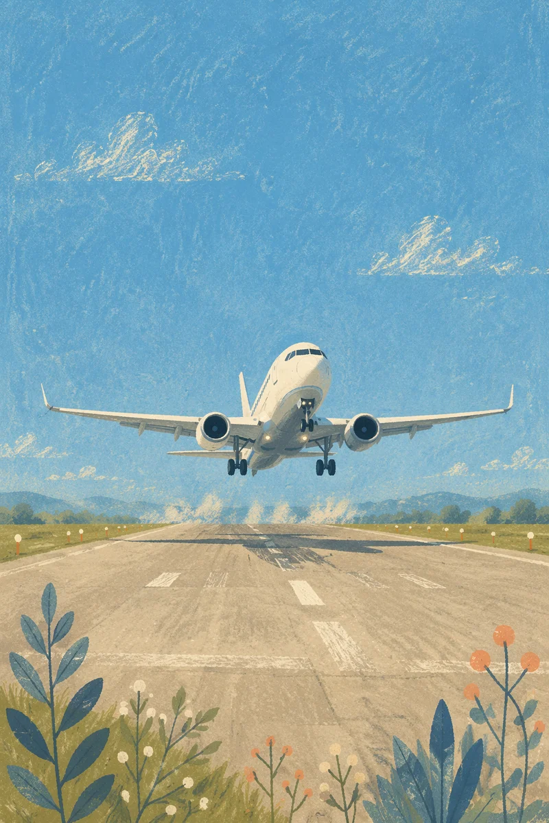 Airplane Taking Off Under Clear Blue Sky