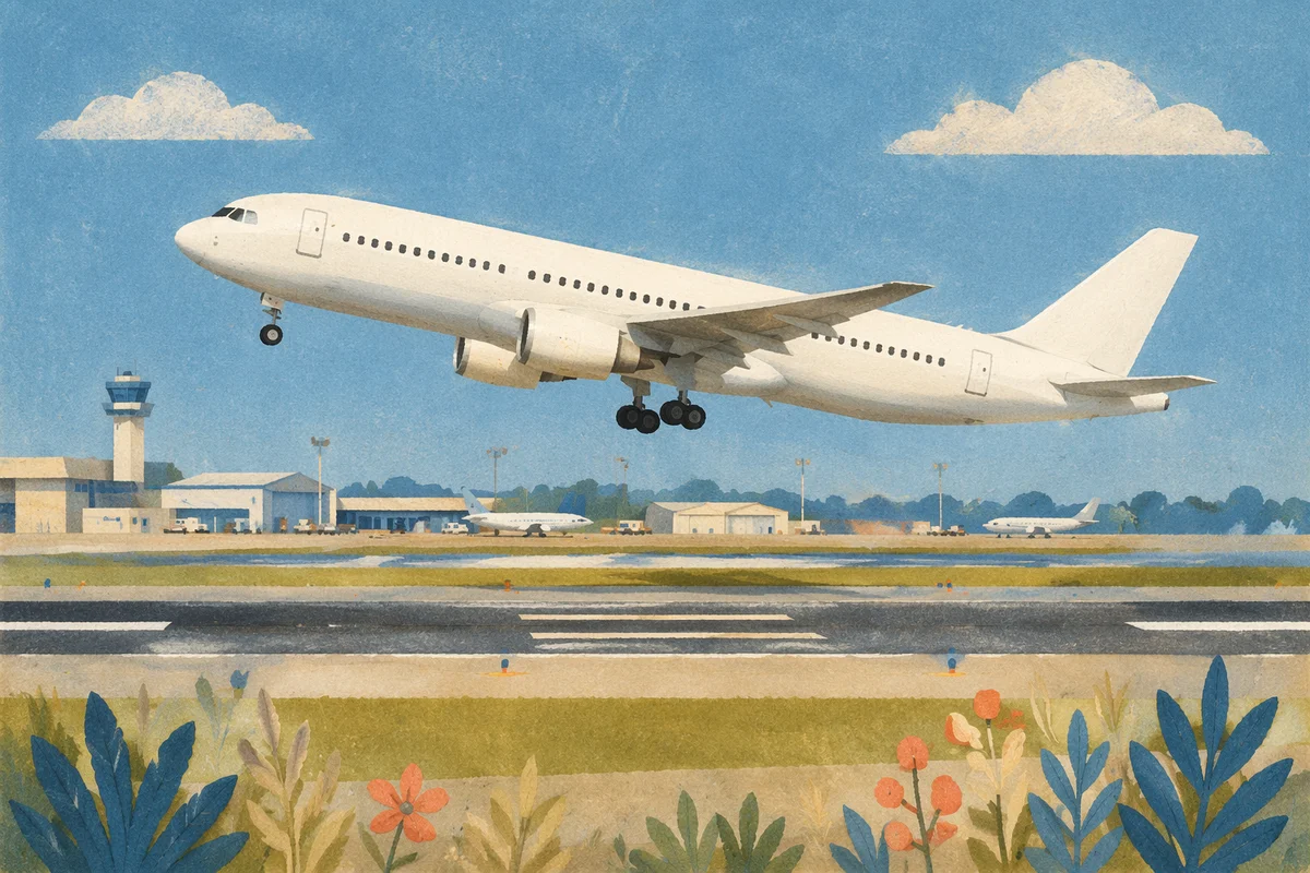 Passenger Jet Takeoff Under Blue Sky