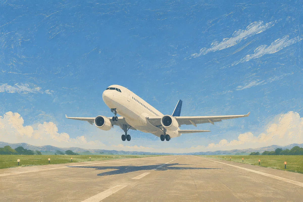 Airplane Taking Off Under Clear Blue Sky
