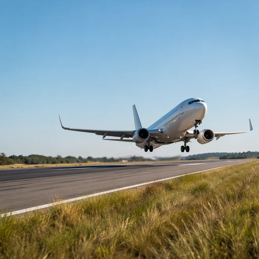 Airplane Taking Off Under Clear Blue Sky