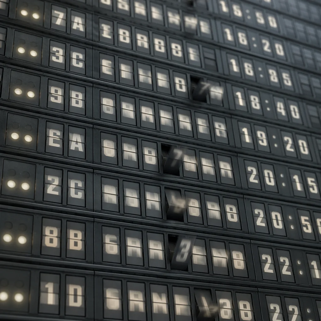 Vintage Airport Departure Board Close Up