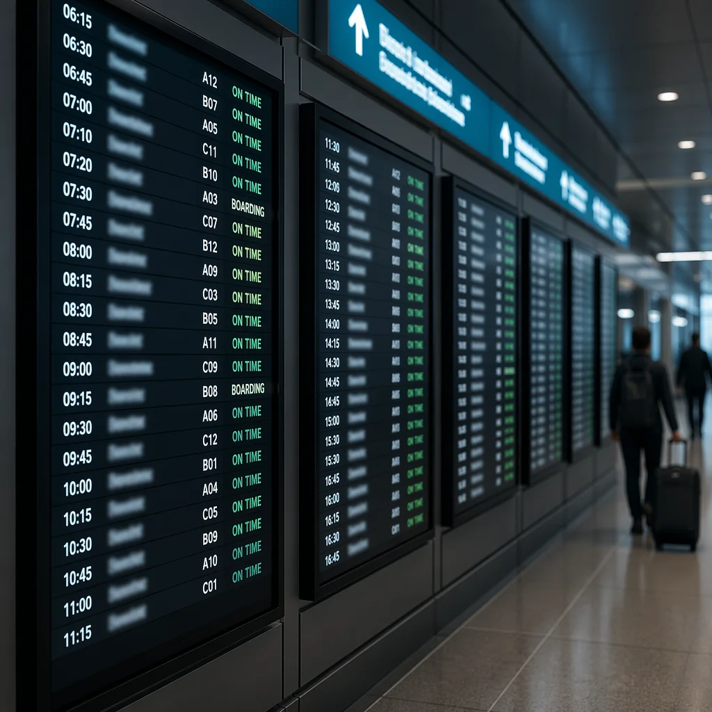 Airport Departures Board in Modern Terminal