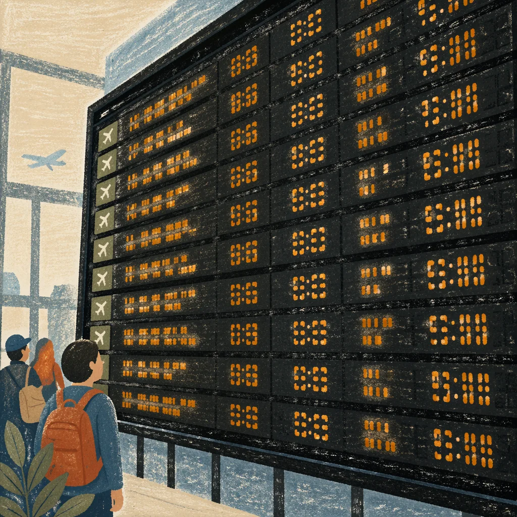 Airport Departure Board Travel Schedule Closeup