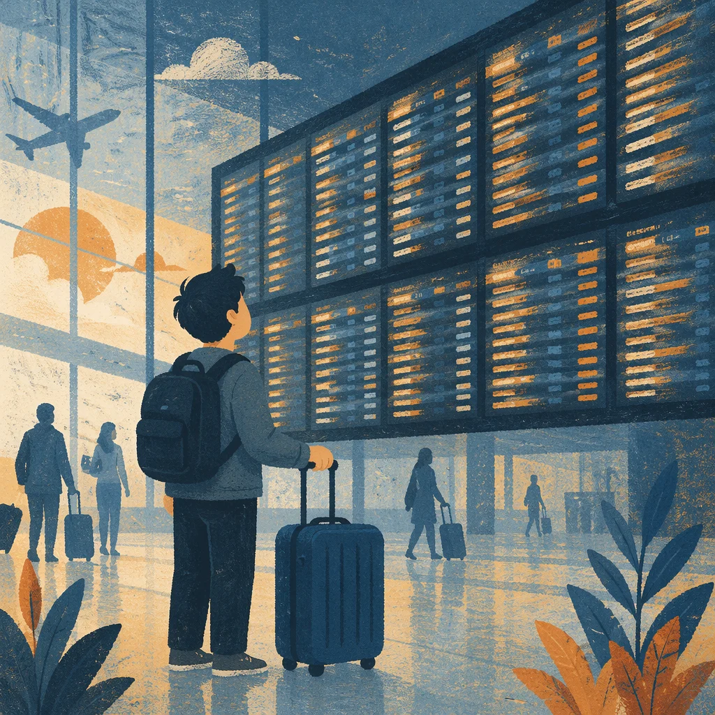 Airport Departure Board at Dawn