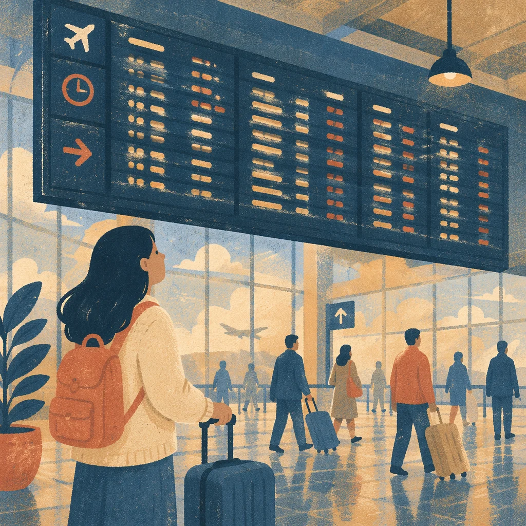Airport Departure Board at Dawn