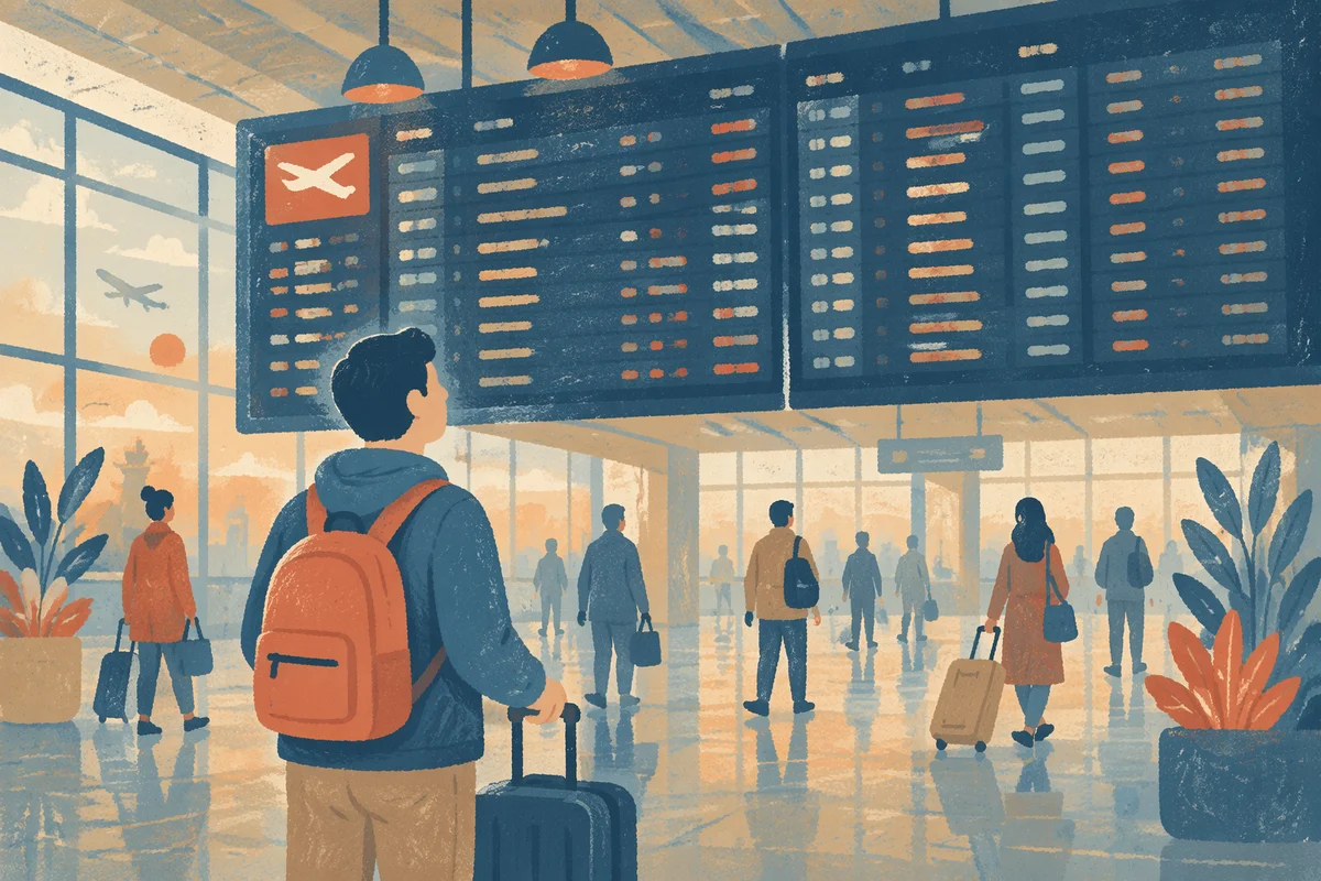 Airport Departure Board in Morning Light