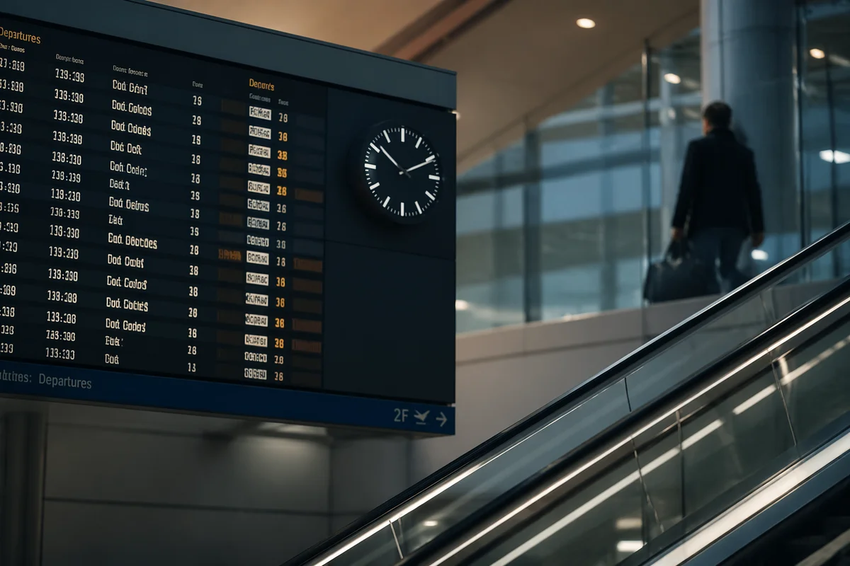 Airport Departure Board at Pre Dawn Terminal