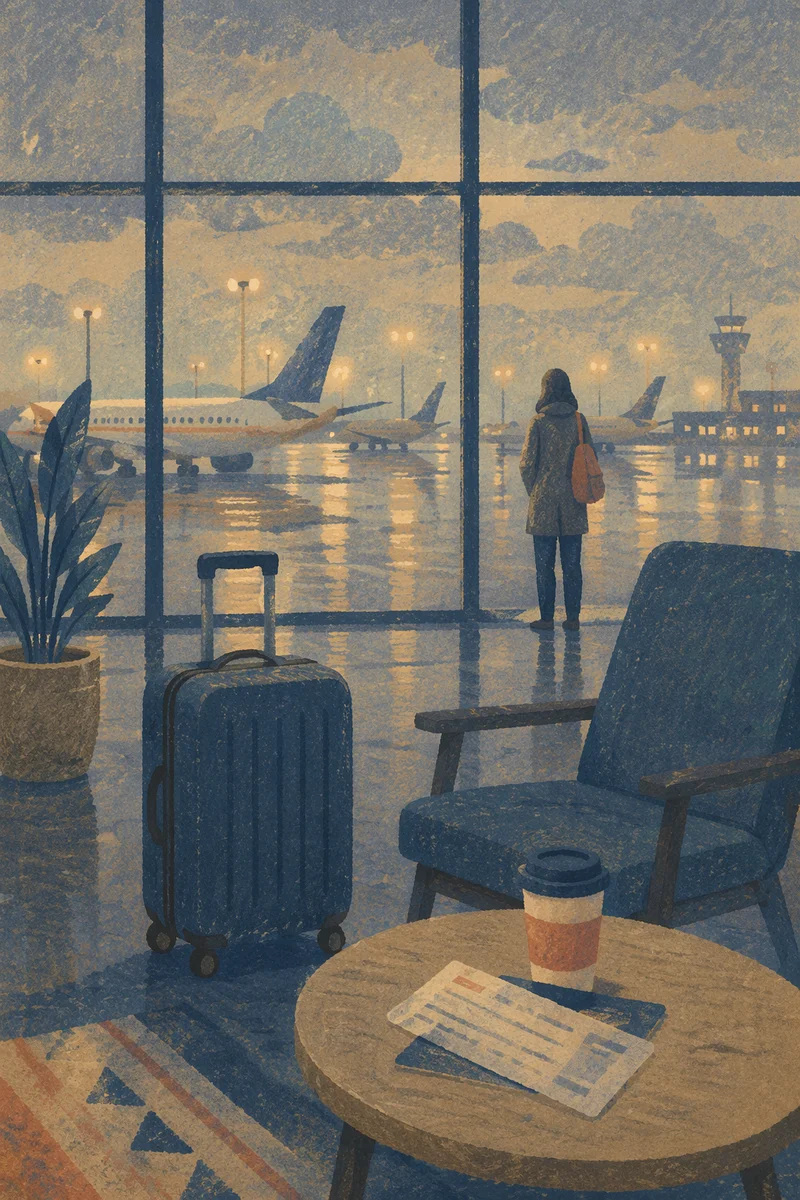 Calm Airport Lounge at Blue Hour