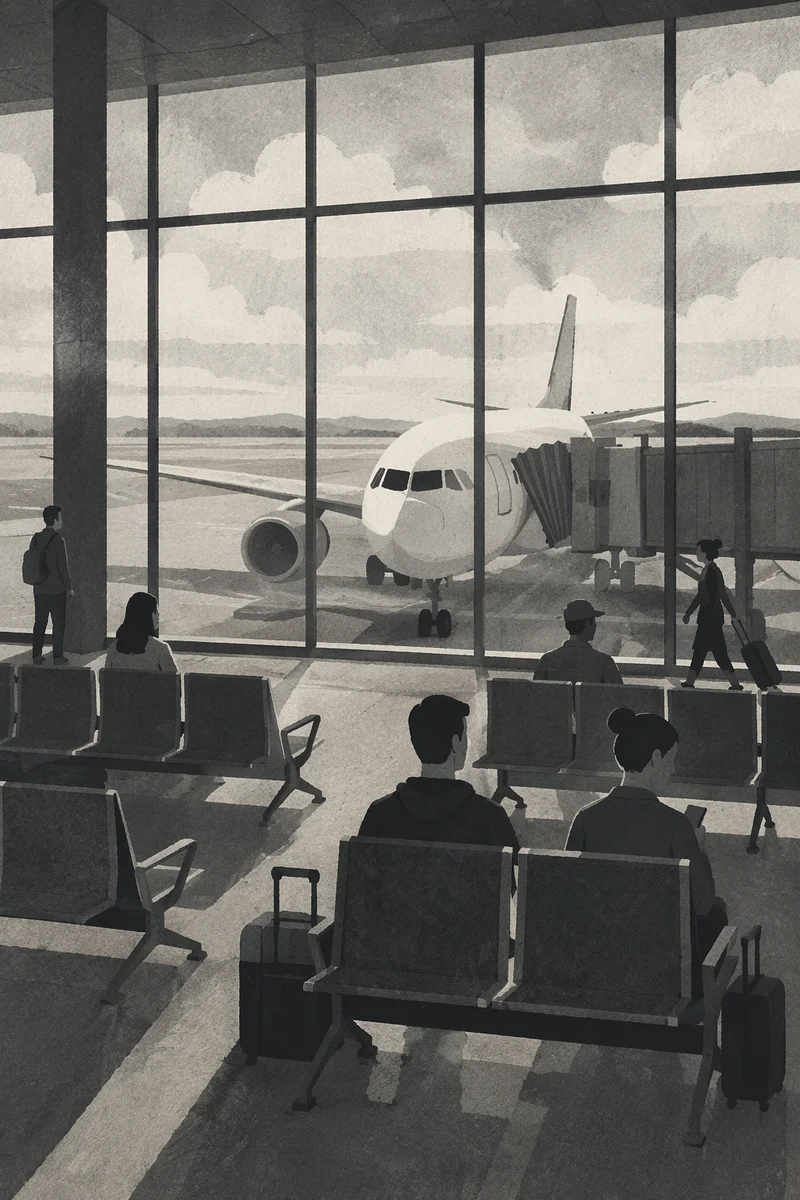 Quiet Airport Departure Gate Travelers