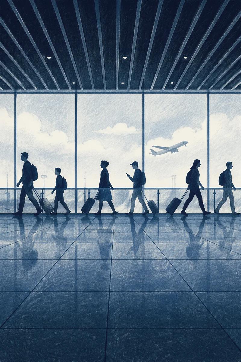 Calm Airport Departure Gate Travelers