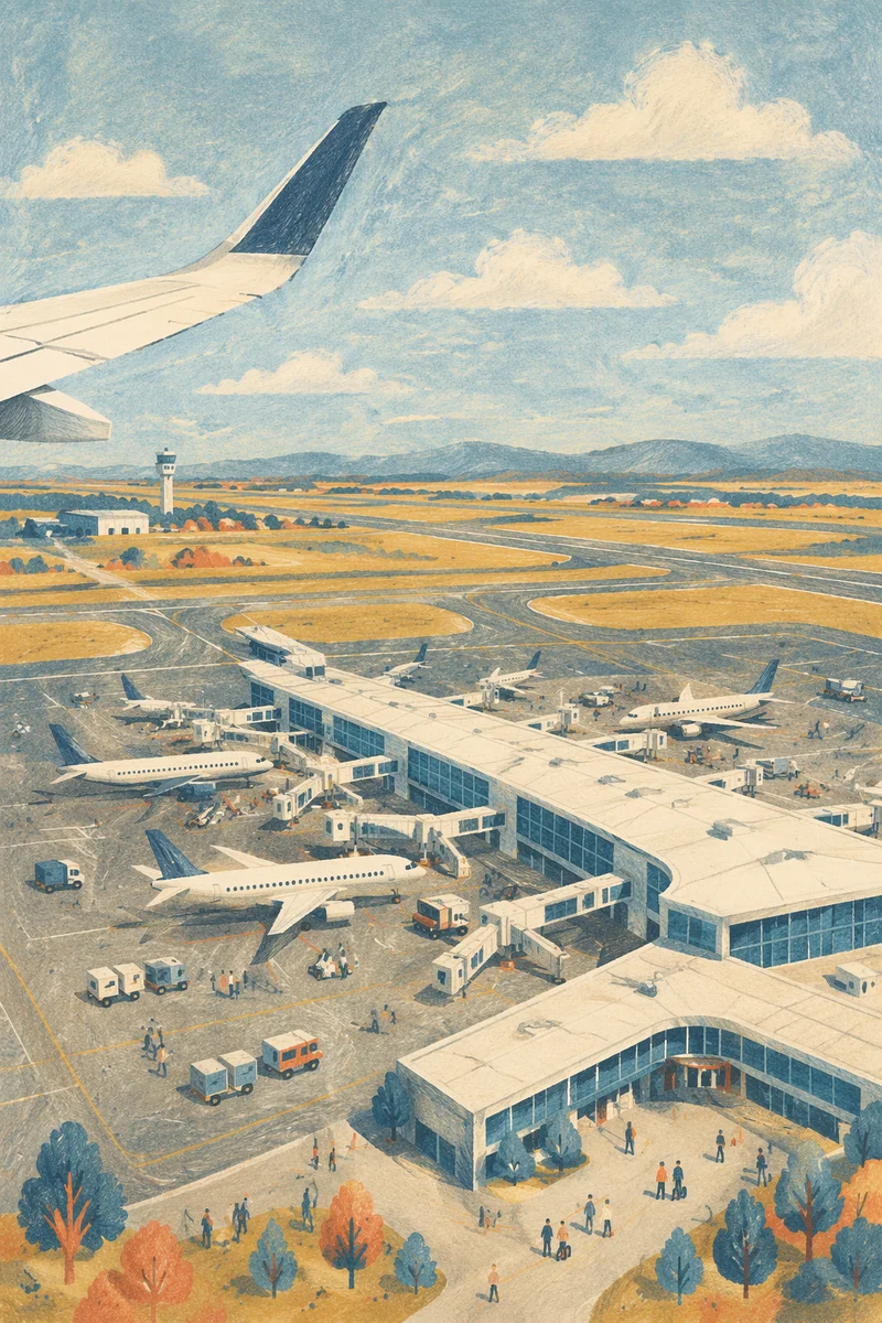Airport Departure Gates from Airplane Window