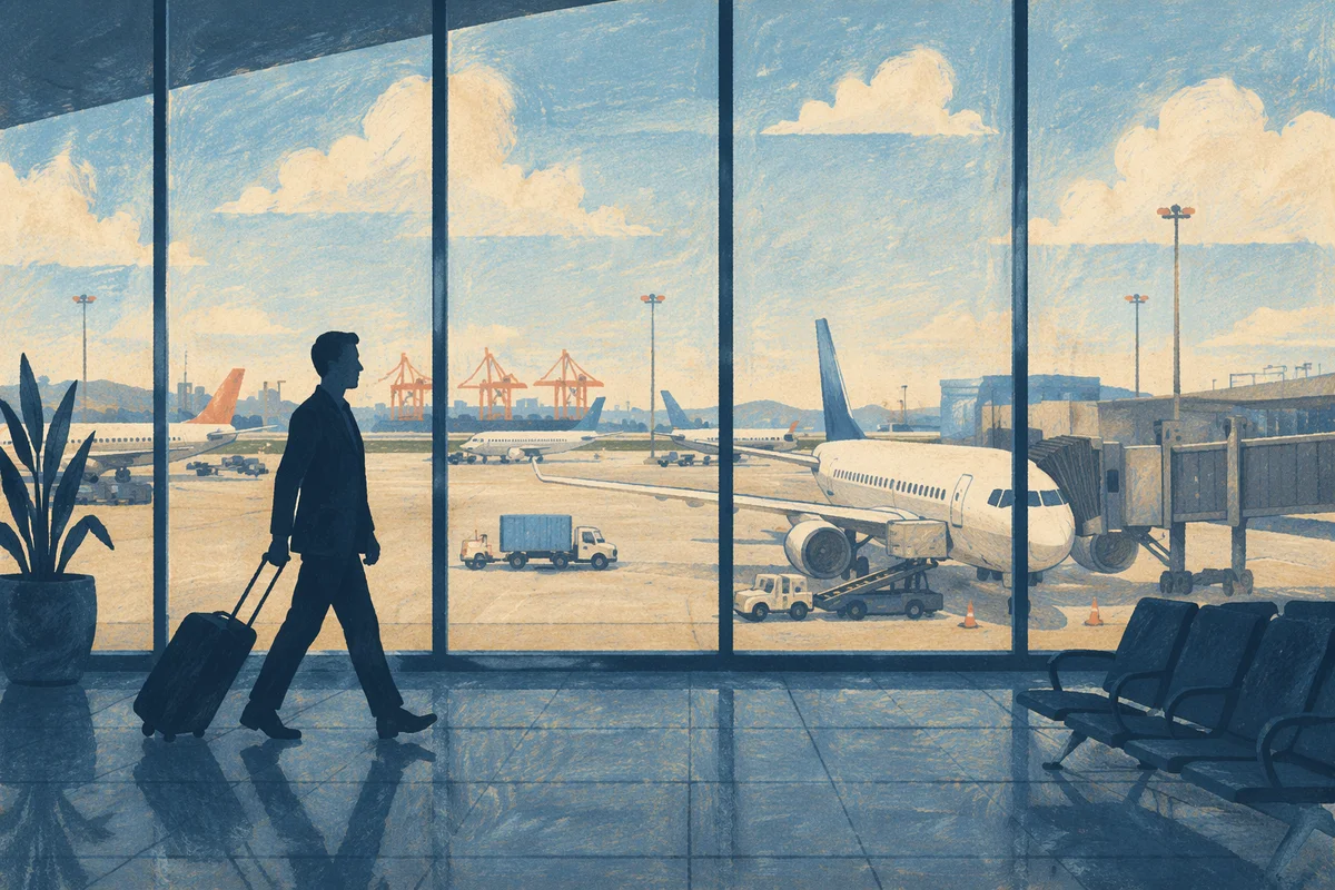 Airport Departure Gate Traveler Silhouette