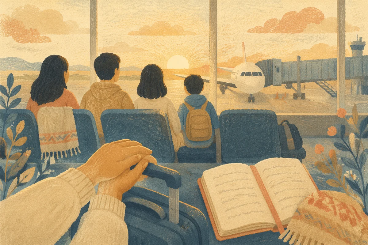 Quiet Prayer at Airport Departure Gate