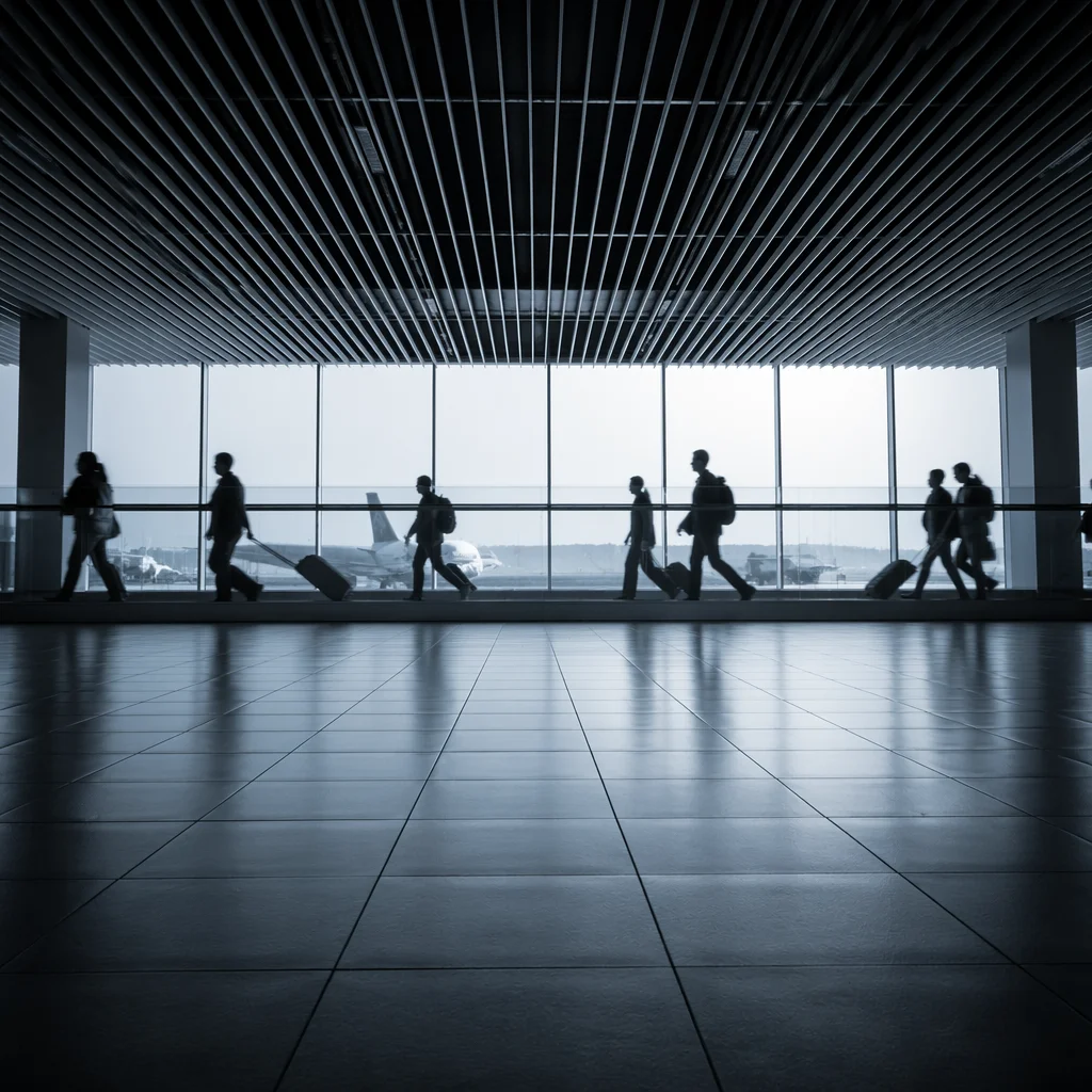 Calm Airport Departure Gate Travelers