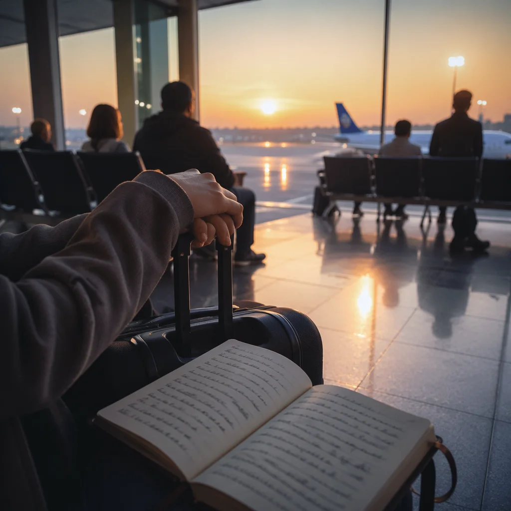 Quiet Dawn Reflection at Airport Departure Gate