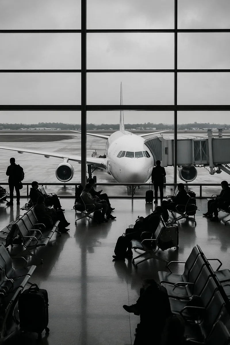 Quiet Airport Departure Gate Travelers
