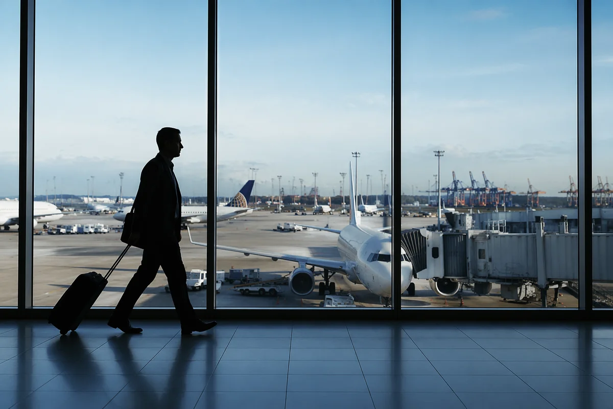 Business Traveler at Airport Departure Gate
