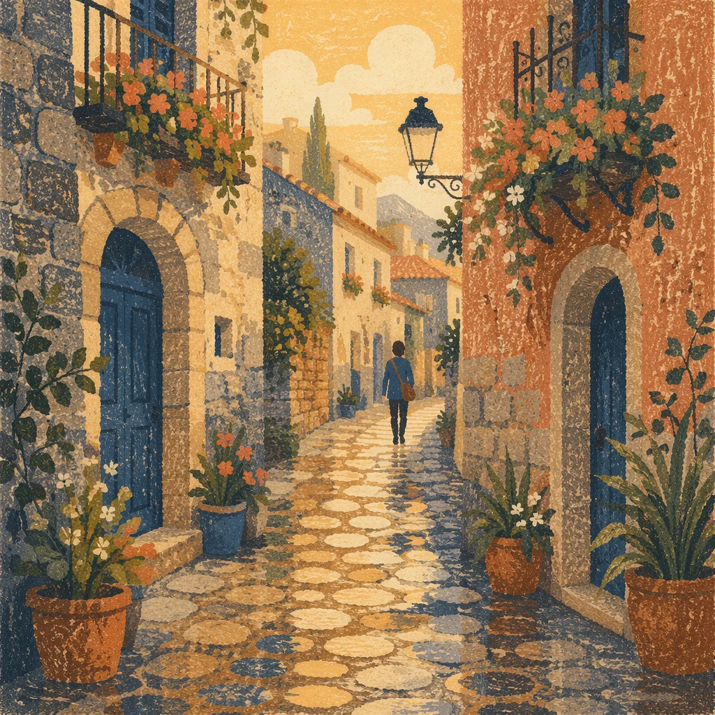 Romantic Old Town Cobblestone Alley Morning