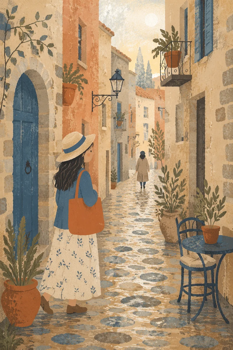 Romantic Old Town Cobblestone Alley