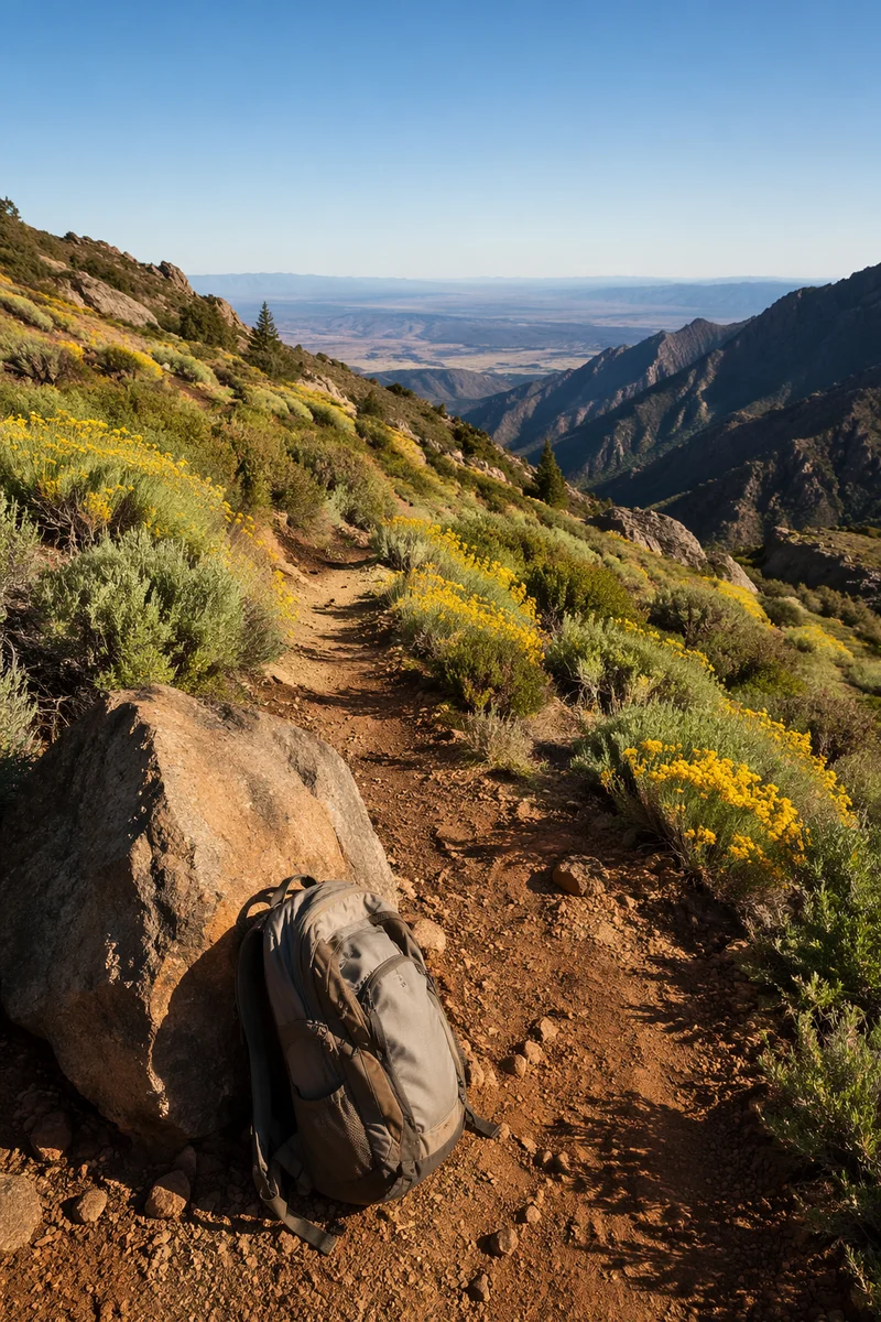 Mountain Hiking Trail with Backpack