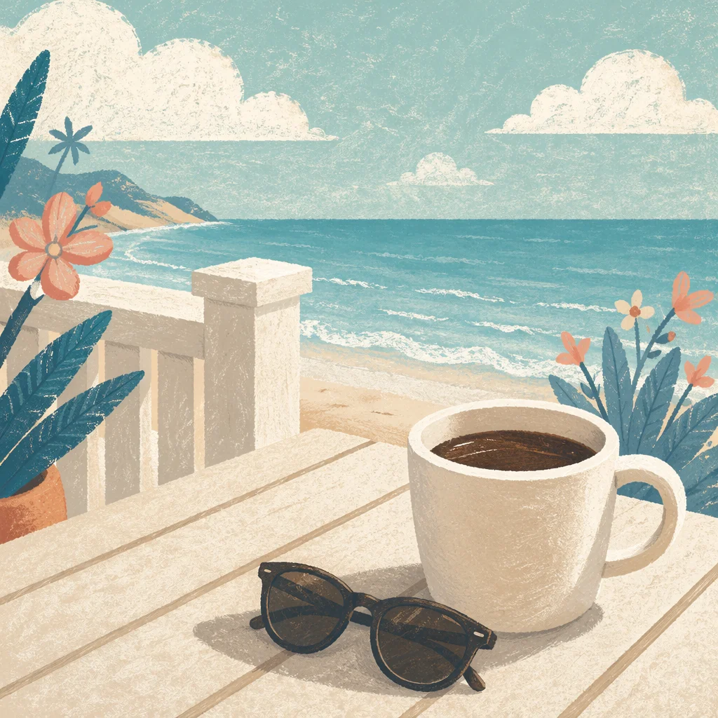 Morning Coffee on Seaside Balcony View