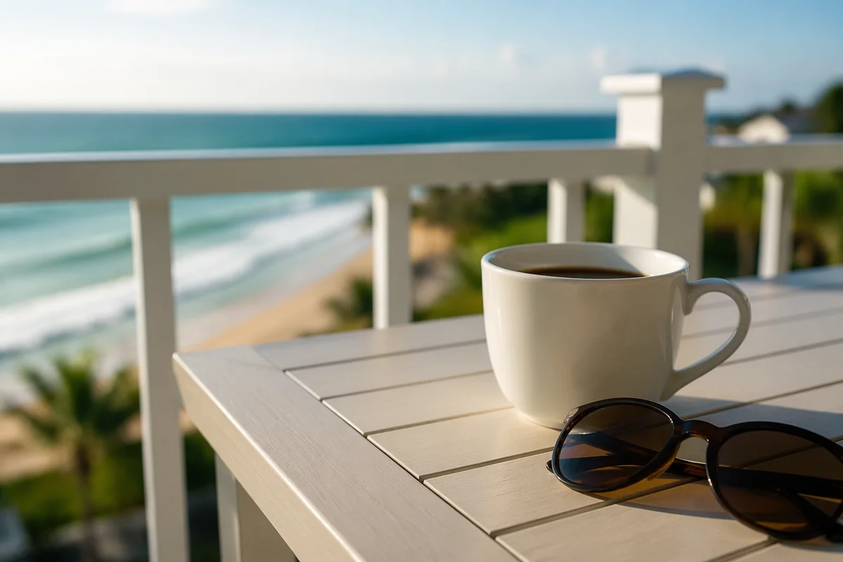 Morning Coffee on Seaside Balcony View