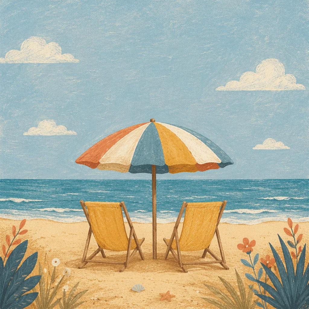 Yellow Beach Chairs Facing Turquoise Ocean